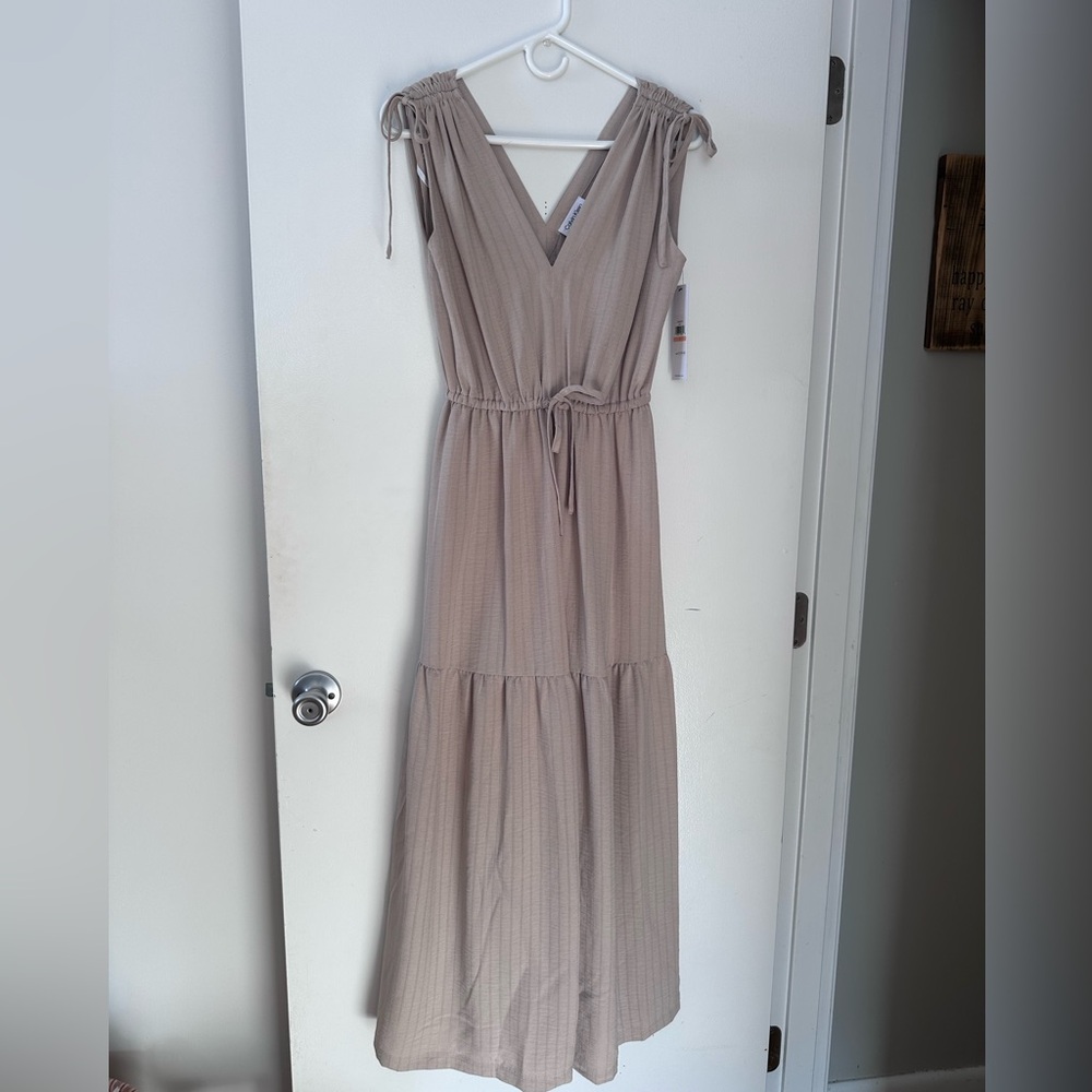 Calvin Klein Beige Boho Sleeveless Maxi Dress
